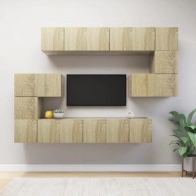 Set de muebles salón TV 10 pzas madera ingeniería roble Sonoma de , Muebles TV - Ref: Foro24-3079039, Precio: 276,61 €, Descu...