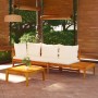 Muebles de jardín 3 pzas con cojines crema madera de acacia de , Conjuntos de jardín - Ref: Foro24-3087272, Precio: 432,59 €,...