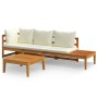 Muebles de jardín 3 pzas con cojines crema madera de acacia de , Conjuntos de jardín - Ref: Foro24-3087272, Precio: 432,59 €,...