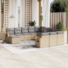 Set de sofás de jardín 11pzas con cojines ratán sintético beige en Conjuntos de jardín | Comprar online en Foru.es