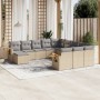 Set de sofás de jardín 11pzas con cojines ratán sintético beige en Conjuntos de jardín | Comprar online en Foru.es