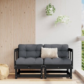 Sofás esquineros con cojines 2 uds madera maciza de pino negro de , Sofás modulares de exterior - Ref: Foro24-825454, Precio:...