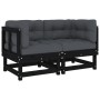 Sofás esquineros con cojines 2 uds madera maciza de pino negro de , Sofás modulares de exterior - Ref: Foro24-825454, Precio:...