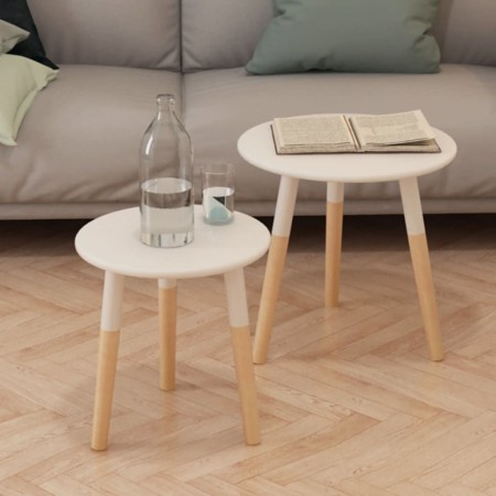 Set de mesas auxiliares 2 unidades madera maciza de pino blanco de , Mesas auxiliares - Ref: Foro24-244734, Precio: 64,95 €, ...