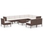 Set muebles de jardín 11 pzas y cojines ratán sintético marrón de , Conjuntos de jardín - Ref: Foro24-3094451, Precio: 868,70...