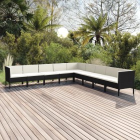 Set de muebles de jardín 9 pzas cojines ratán sintético negro de , Conjuntos de jardín - Ref: Foro24-3094464, Precio: 840,15 ...