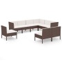 Set muebles de jardín 9 pzas y cojines ratán sintético marrón de , Conjuntos de jardín - Ref: Foro24-3094447, Precio: 783,35 ...
