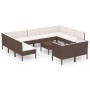 Set muebles de jardín 12 pzas y cojines ratán sintético marrón de , Conjuntos de jardín - Ref: Foro24-3094619, Precio: 913,13...