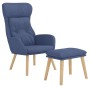 Sillón de relax con taburete tela azul de , Sillones - Ref: Foro24-3097754, Precio: 141,63 €, Descuento: %