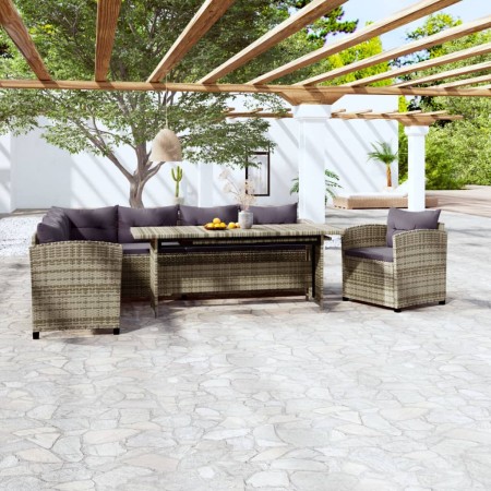 Set de muebles de jardín 3 pzas y cojines ratán sintético gris de , Conjuntos de jardín - Ref: Foro24-3098168, Precio: 844,35...