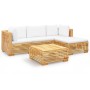 Juego muebles de jardín 5 piezas y cojines madera maciza teca de , Conjuntos de jardín - Ref: Foro24-3100913, Precio: 891,23 ...