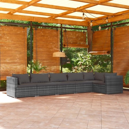 Set de muebles de jardín 6 pzas y cojines ratán sintético gris de , Conjuntos de jardín - Ref: Foro24-3101709, Precio: 728,38...