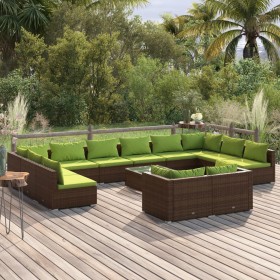 Set muebles de jardín 13 pzas y cojines ratán sintético marrón de , Conjuntos de jardín - Ref: Foro24-3102100, Precio: 1,00 €...