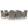 Juego de comedor de jardín 9 piezas con cojines gris de , Conjuntos de jardín - Ref: Foro24-3103599, Precio: 867,18 €, Descue...