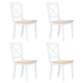 Sillas comedor 4 uds madera maciza caucho blanco y madera claro en Sillas de comedor | Comprar online en Foru.es