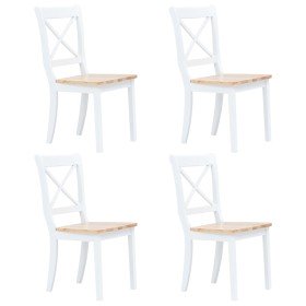 Sillas comedor 4 uds madera maciza caucho blanco y madera claro en Sillas de comedor | Comprar online en Foru.es