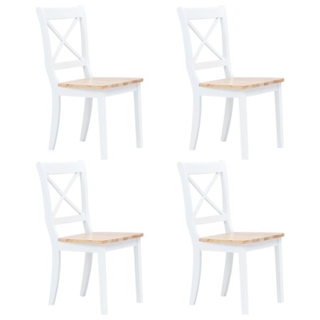 Sillas comedor 4 uds madera maciza caucho blanco y madera claro en Sillas de comedor | Comprar online en Foru.es
