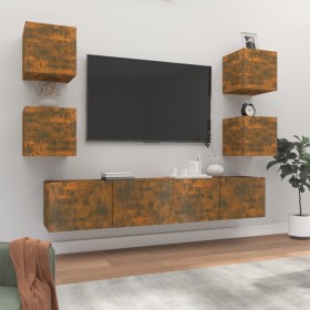 Set de muebles de TV 6 pzas madera contrachapada roble ahumado de , Muebles TV - Ref: Foro24-3114259, Precio: 130,45 €, Descu...