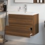 Mueble de baño con lavabo madera contrachapada marrón roble de , Tocadores de baño - Ref: Foro24-3152872, Precio: 205,32 €, D...