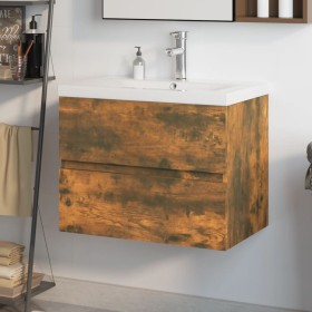 Mueble de baño con lavabo madera contrachapada roble ahumado de , Tocadores de baño - Ref: Foro24-3152870, Precio: 199,35 €, ...