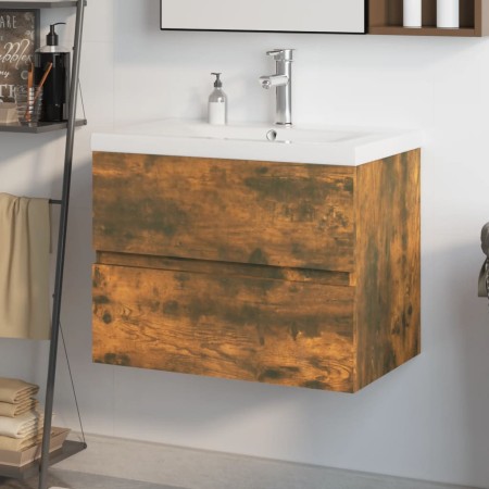 Mueble de baño con lavabo madera contrachapada roble ahumado de , Tocadores de baño - Ref: Foro24-3152870, Precio: 199,35 €, ...