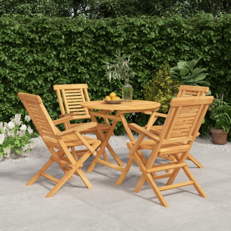 Juego de comedor para jardín 5 piezas madera maciza de teca de , Conjuntos de jardín - Ref: Foro24-3155017, Precio: 478,45 €,...