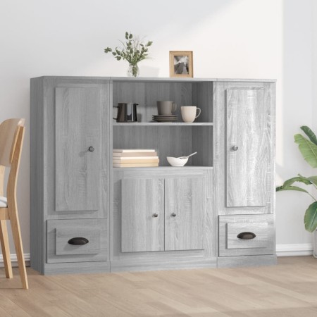 Aparador alto 3 piezas madera contrachapada gris Sonoma de , Aparadores - Ref: Foro24-3185317, Precio: 241,53 €, Descuento: %