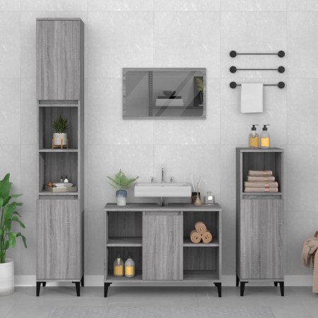 Set de muebles de baño 3 pzas madera contrachapada gris sonoma de , Muebles de baño - Ref: Foro24-3185627, Precio: 197,18 €, ...