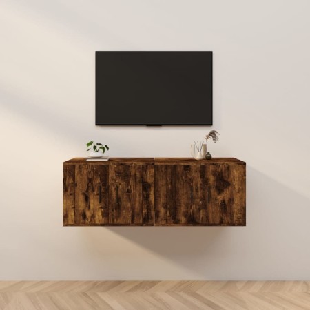 Muebles para TV de pared 2 uds roble ahumado 57x34,5x40 cm de , Muebles TV - Ref: Foro24-3188339, Precio: 74,21 €, Descuento: %
