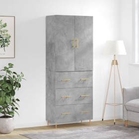 Aparador alto madera contrachapada gris hormigón 69,5x34x180 cm de , Aparadores - Ref: Foro24-3195839, Precio: 166,42 €, Desc...