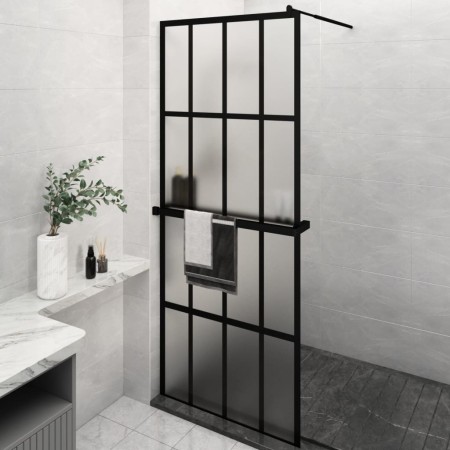 Mampara ducha con estante vidrio ESG y aluminio negro 80x195 cm de , Paredes y mamparas de ducha - Ref: Foro24-3185445, Preci...