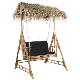 Banco columpio de 2 plazas hojas de palma y cojín bambú 202 cm de , Balancines de jardín - Ref: Foro24-3063940, Precio: 484,1...