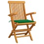 Sillas de jardín 6 uds madera maciza de teca con cojines verdes de , Sillas de jardín - Ref: Foro24-3062546, Precio: 453,86 €...