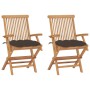 Sillas de jardín 2 uds madera teca con cojines gris taupe de , Sillas de jardín - Ref: Foro24-3062510, Precio: 204,05 €, Desc...
