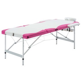 Camilla de masaje plegable 3 zonas aluminio blanco y rosa de , Mesas de masaje - Ref: Foro24-110242, Precio: 188,47 €, Descue...