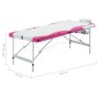 Camilla de masaje plegable 3 zonas aluminio blanco y rosa de , Mesas de masaje - Ref: Foro24-110242, Precio: 188,47 €, Descue...