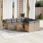 Set de sofás de jardín 9 pzas con cojines ratán sintético beige en Conjuntos de jardín | Comprar online en Foru.es