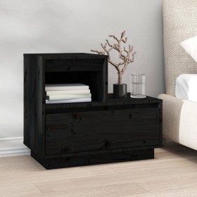 Mesita de noche madera maciza de pino negro 60x34x51 cm de , Mesitas de noche - Ref: Foro24-814382, Precio: 61,77 €, Descuent...