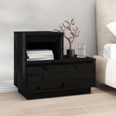 Mesita de noche madera maciza de pino negro 60x34x51 cm de , Mesitas de noche - Ref: Foro24-814382, Precio: 61,77 €, Descuent...