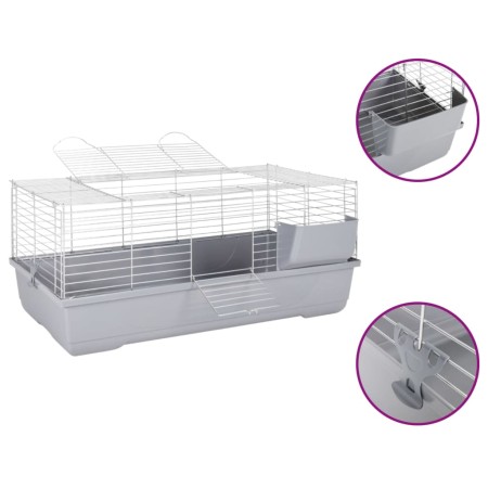 Jaula de animales pequeños polipropileno metal gris 100x53x46cm de , Jaulas y habitáculos para animales pequeños - Ref: Foro2...