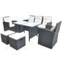 Set comedor de jardín 6 piezas y cojines ratán sintético negro de vidaXL, Conjuntos de jardín - Ref: Foro24-42643, Precio: 62...
