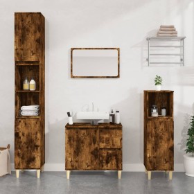 Armario de baño madera contrachapada roble ahumado 30x30x100 cm de , Muebles de baño - Ref: Foro24-819809, Precio: 56,02 €, D...