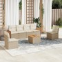 Set sofás de jardín 7 piezas y cojines ratán sintético beige en Conjuntos de jardín | Comprar online en Foru.es