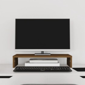 Soporte de monitor madera maciza pino marrón miel 50x27x10 cm de , Bases y elevadores para ordenadores - Ref: Foro24-813947, ...