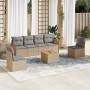 Set sofás de jardín 7 piezas y cojines ratán sintético beige en Conjuntos de jardín | Comprar online en Foru.es