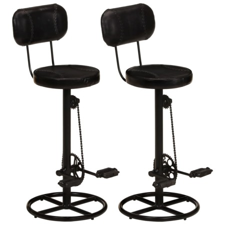 Taburetes de cocina 2 uds piel de cabra auténtica negro de , Taburetes de cocina - Ref: Foro24-338216, Precio: 229,63 €, Desc...
