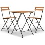 Muebles cafetería plegables 3 piezas madera maciza teca y acero de , Conjuntos de jardín - Ref: Foro24-319977, Precio: 147,86...