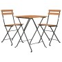Muebles cafetería plegables 3 piezas madera maciza teca y acero de , Conjuntos de jardín - Ref: Foro24-319977, Precio: 147,86...