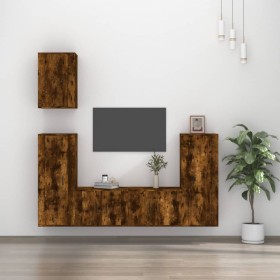 Set de muebles de TV 5 pzas madera contrachapada roble ahumado de , Muebles TV - Ref: Foro24-3188779, Precio: 213,94 €, Descu...