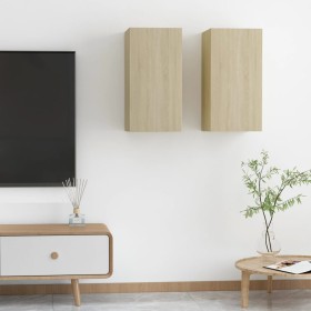 Mueble de TV 2 uds madera contrachapada roble 30,5x30x60 cm de vidaXL, Muebles TV - Ref: Foro24-803333, Precio: 73,00 €, Desc...
